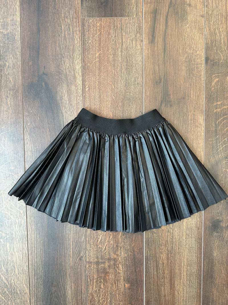 Baby Sara Black Faux Leather Skirt