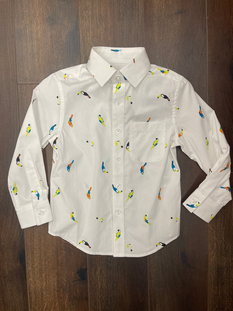 Appaman White Parrot Dress Shirt