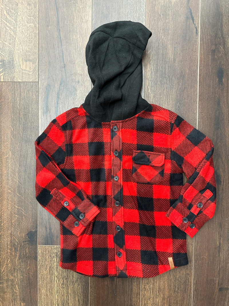 Deux Par Deux Lumberjack Hooded Shirt