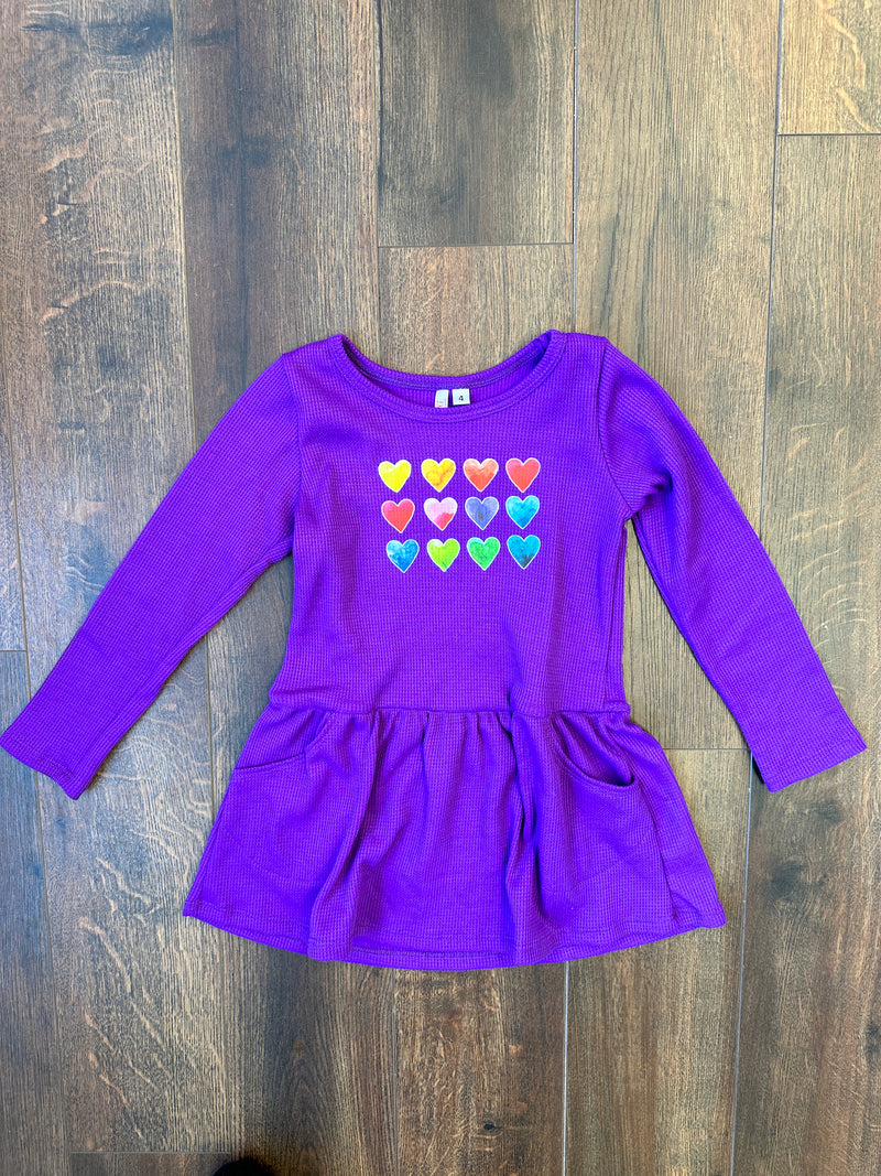 Sofi Purple Thermal Hearts Dress