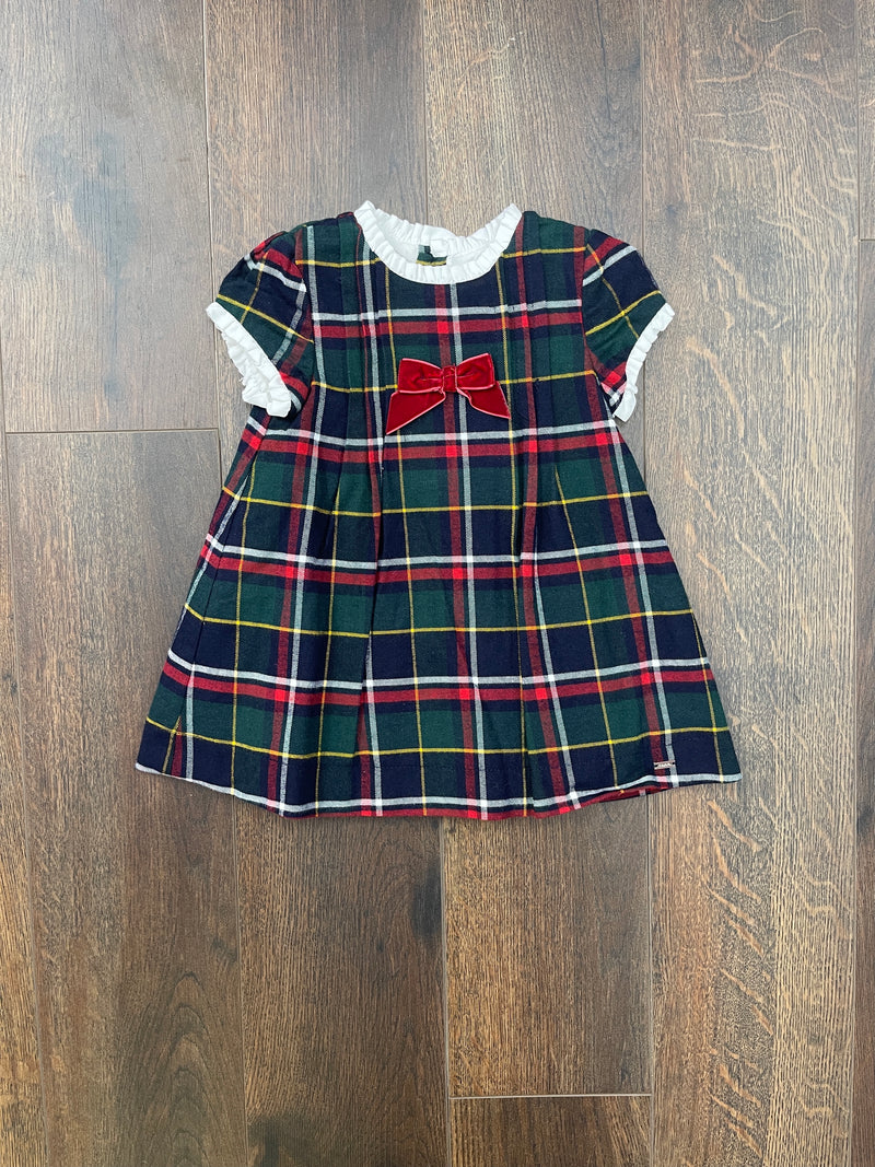 Mayoral Red Bow Plaid Dress