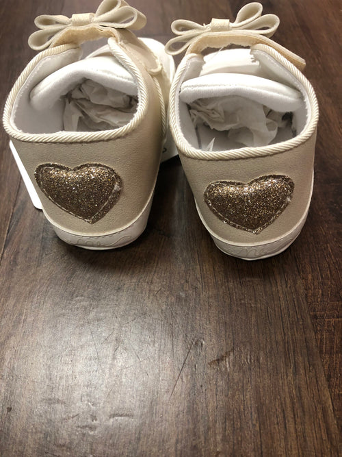 Mayoral White & Gold Heart Shoes